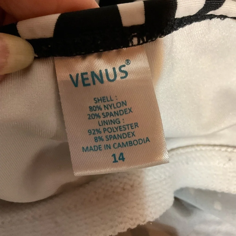 Venus Black and White Patterned Swim Dress